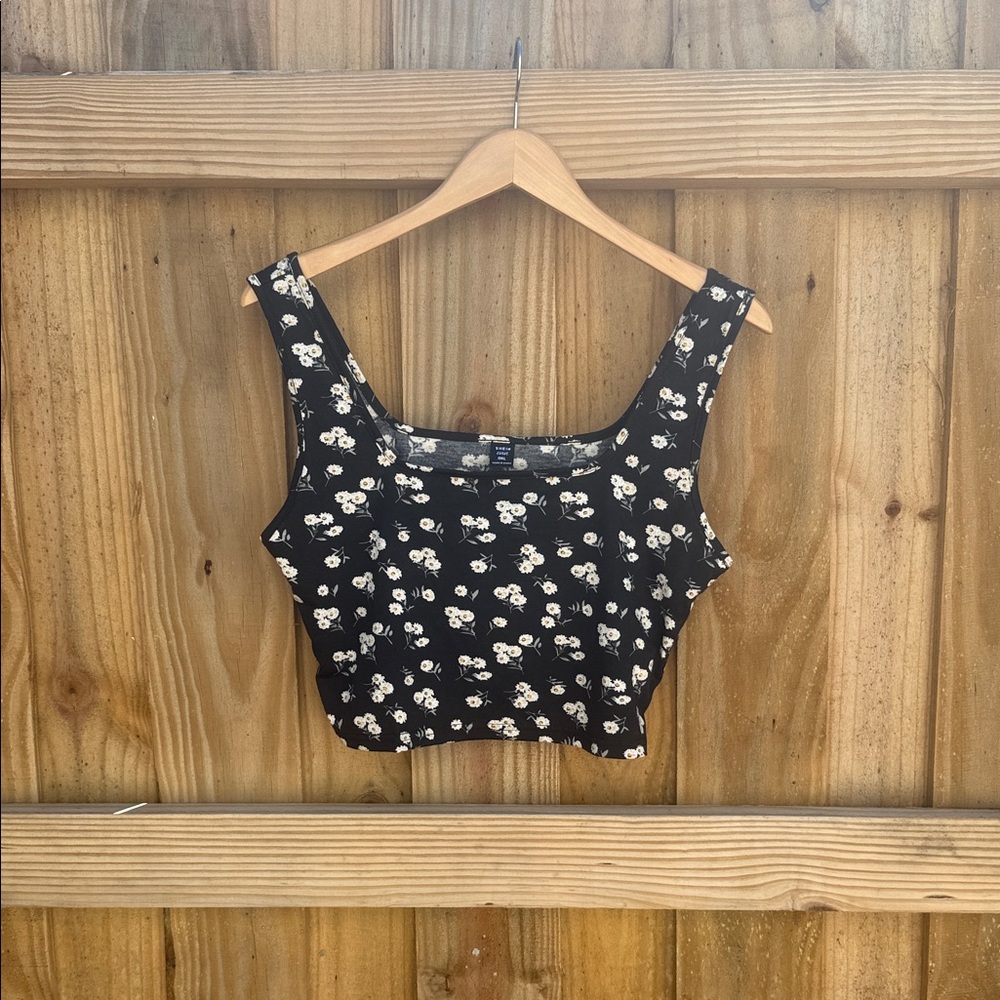 Floral Black Crop Top